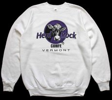 画像1: 80s USA製 Herd Rock COWFF VERMONT 牛 パロディ スウェット 白 L (1)