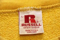 画像4: 80s USA製 RUSSELLラッセル 無地 前V スウェット 濃黄 L★ブランク (4)