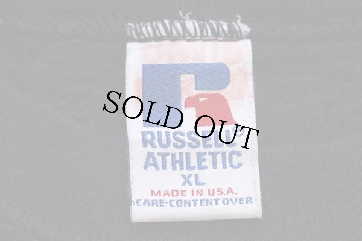 画像4: 90s USA製 RUSSELLラッセル 無地 前V スウェット 黒 XL★ブランク (4)