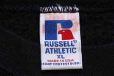 画像4: 90s USA製 RUSSELLラッセル 無地 前V スウェット 黒 XL★ブランク (4)