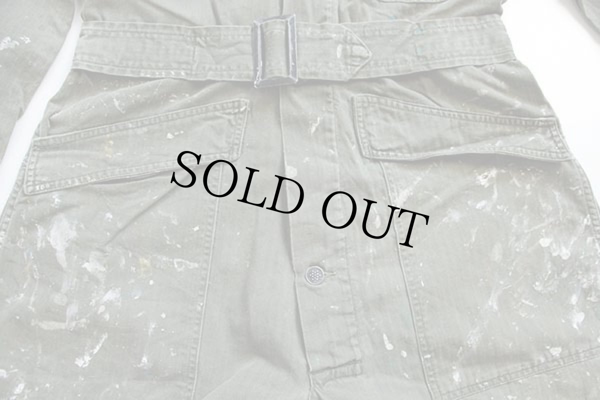 画像7: 40s 米軍 U.S.ARMY M-43 HBT ヘリンボーンツイル オールインワン ペンキ飛び オリーブドラブ 36R★つなぎ  (7)