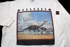 画像3: 90s USA製 Hanes DINOTOPIA ブラキオサウルス アート スウェット 白 XL (3)