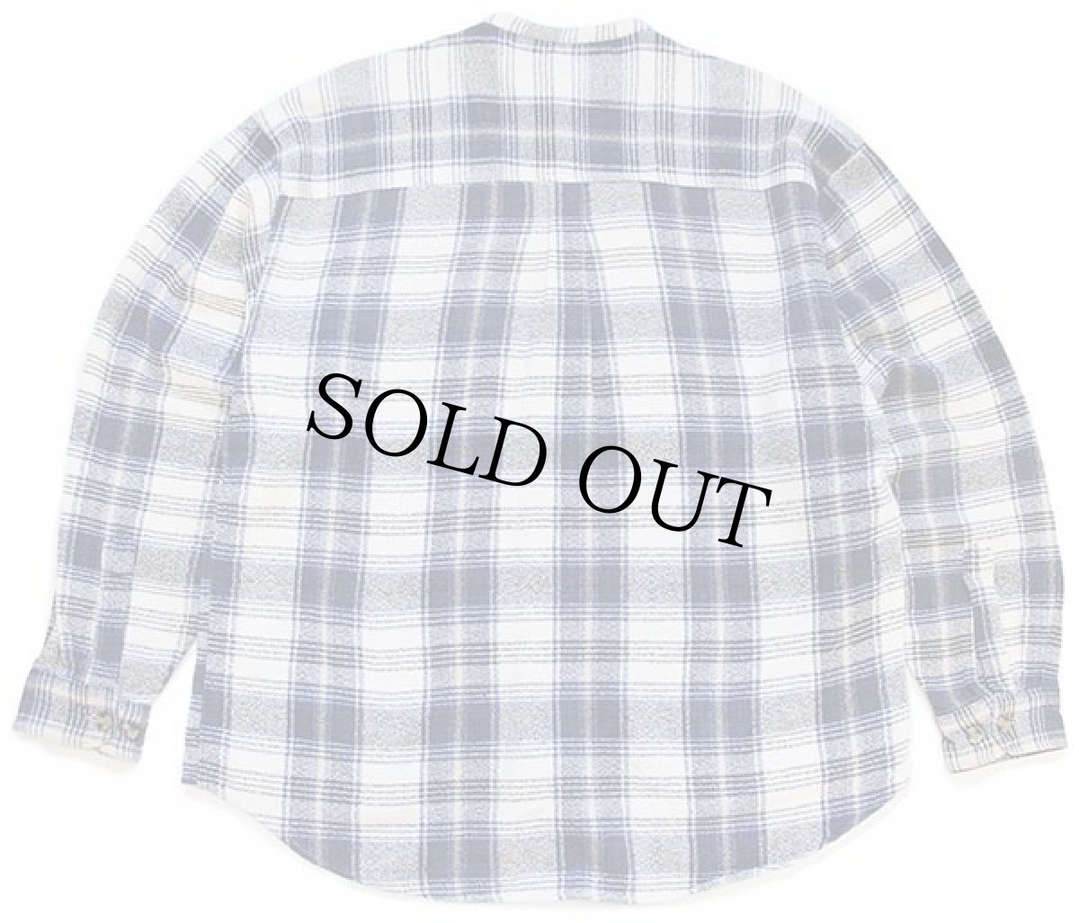 画像2: 90s CZ BASICS チェック バンドカラー アムンゼン ネルシャツ XL (2)