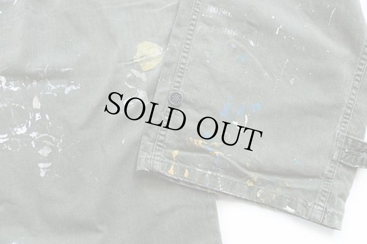 画像10: 40s 米軍 U.S.ARMY M-43 HBT ヘリンボーンツイル オールインワン ペンキ飛び オリーブドラブ 36R★つなぎ  (10)