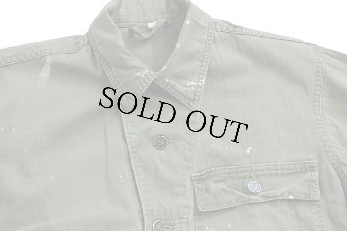 画像4: 40s 米軍 U.S.ARMY M-43 HBT ヘリンボーンツイル オールインワン ペンキ飛び オリーブドラブ 36R★つなぎ  (4)