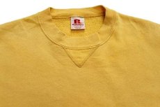 画像3: 80s USA製 RUSSELLラッセル 無地 前V スウェット 濃黄 L★ブランク (3)