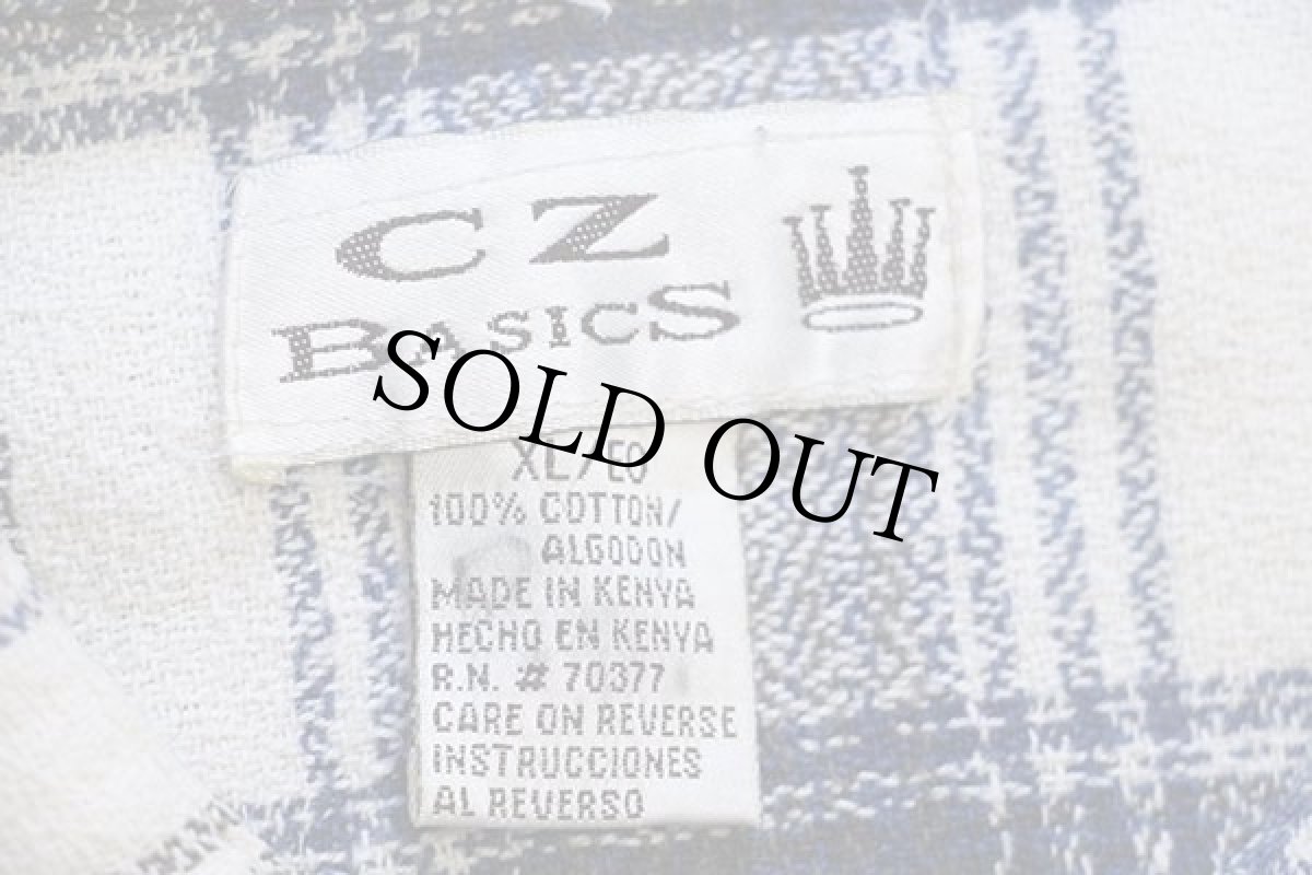 画像4: 90s CZ BASICS チェック バンドカラー アムンゼン ネルシャツ XL (4)