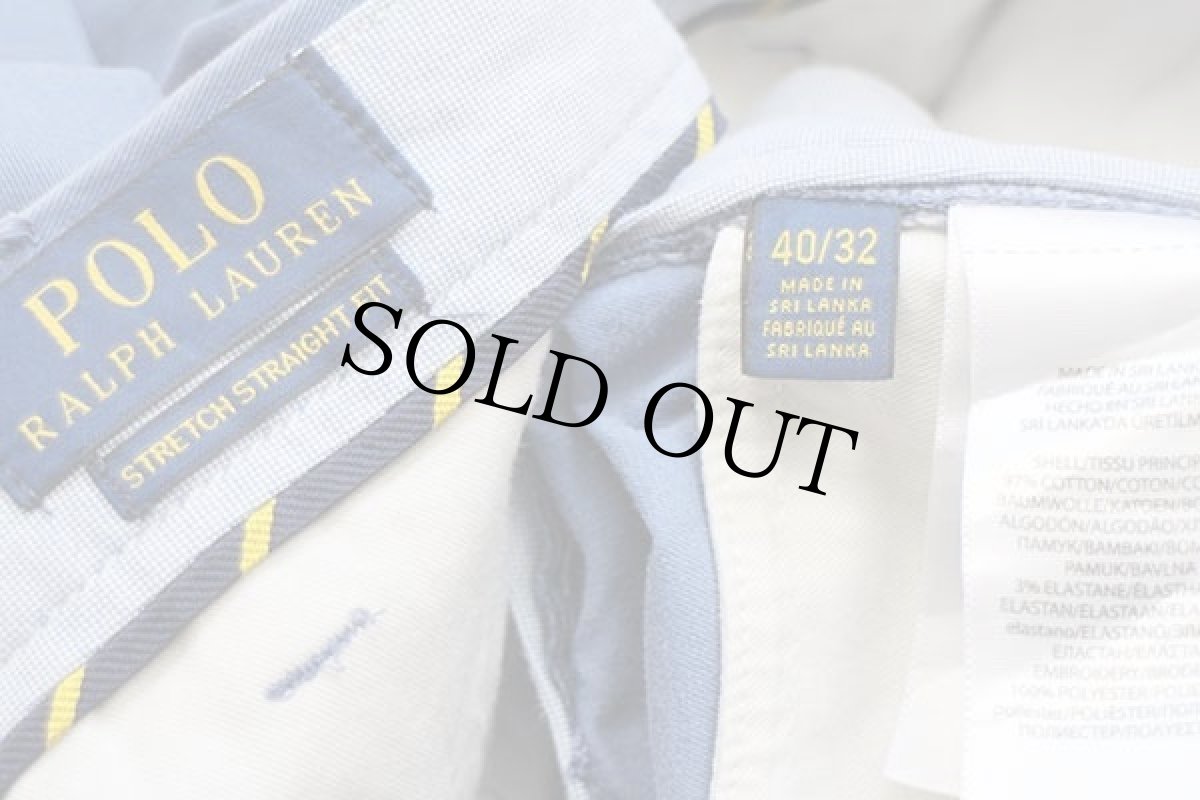 画像6: ポロ ラルフローレン フラッグ ロープ アンカーマーク 刺繍 総柄 ストレッチ コットン チノパン 青 w40 L32 (6)