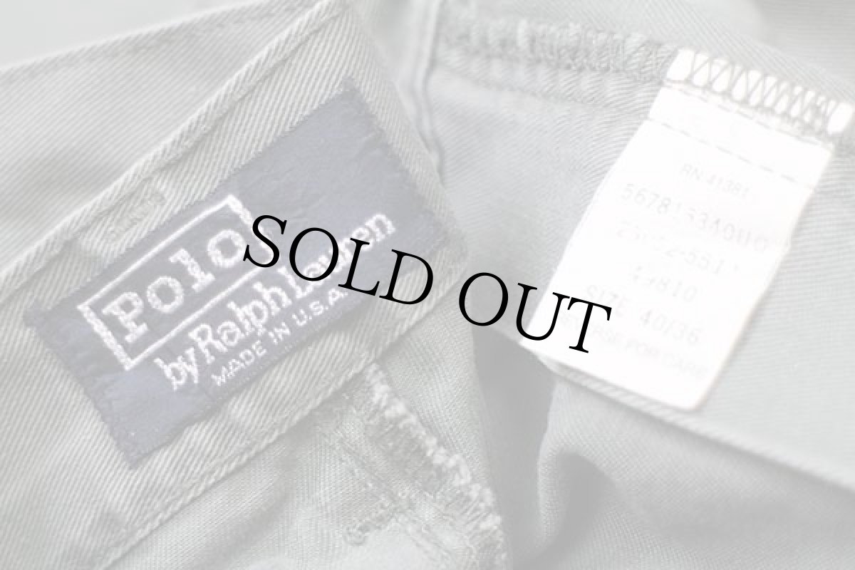 画像6: 90s USA製 ポロ ラルフローレン ツータック コットン チノパン グリーングレー w40★161 (6)