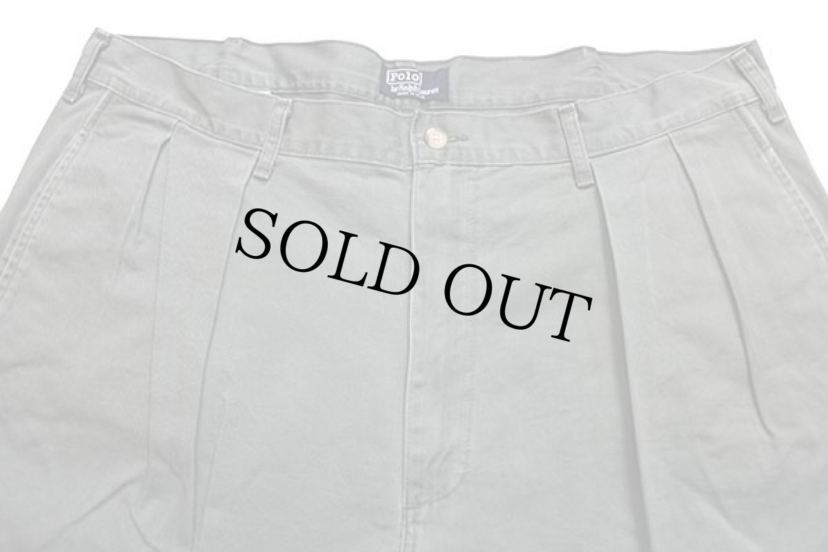 画像4: 90s USA製 ポロ ラルフローレン ツータック コットン チノパン グリーングレー w40★161 (4)