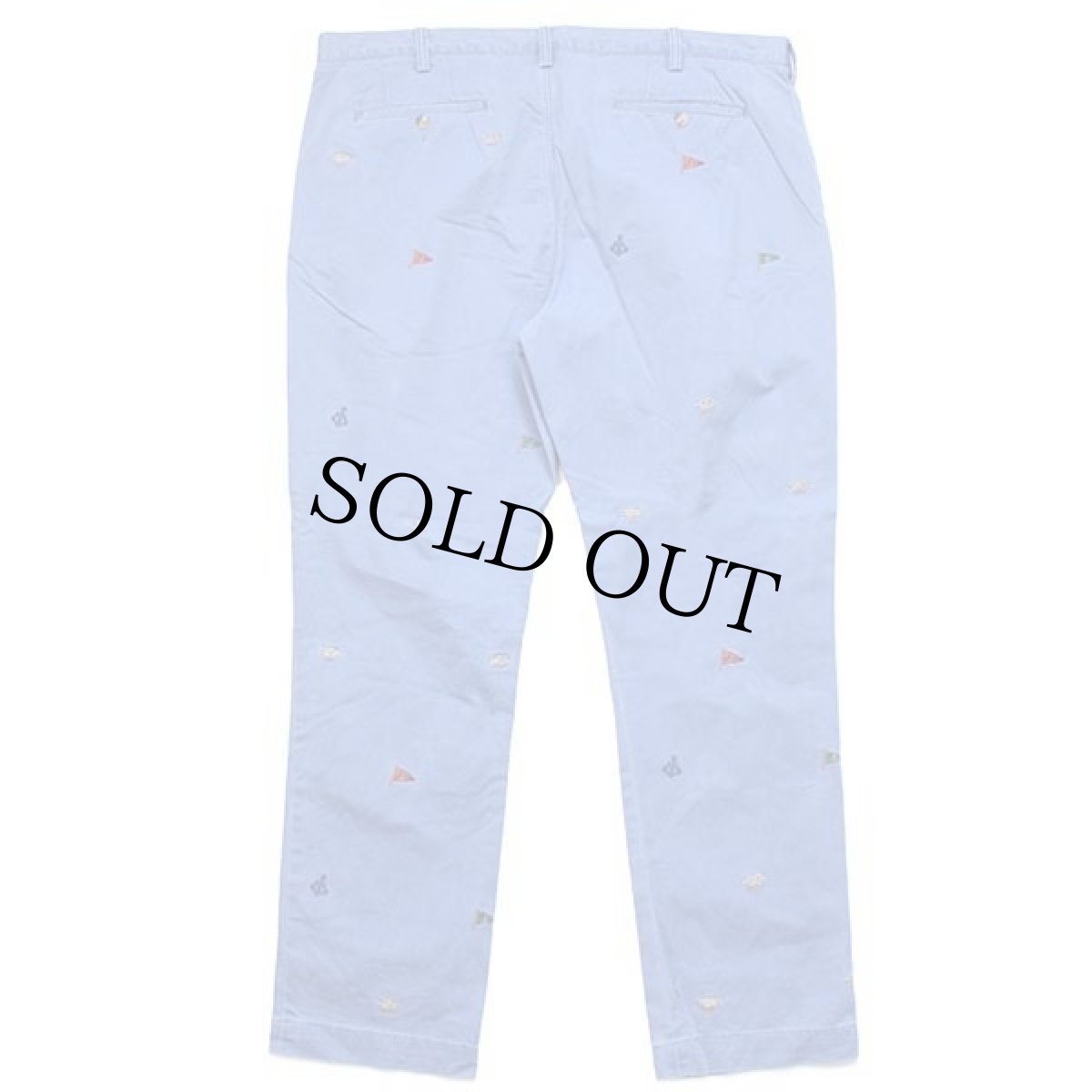 画像3: ポロ ラルフローレン フラッグ ロープ アンカーマーク 刺繍 総柄 ストレッチ コットン チノパン 青 w40 L32 (3)