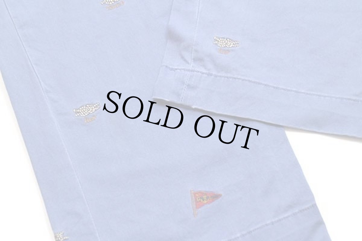 画像7: ポロ ラルフローレン フラッグ ロープ アンカーマーク 刺繍 総柄 ストレッチ コットン チノパン 青 w40 L32 (7)