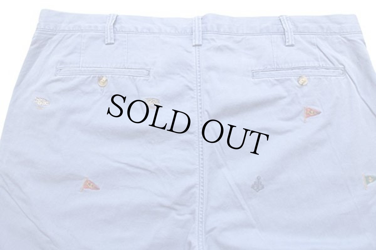 画像5: ポロ ラルフローレン フラッグ ロープ アンカーマーク 刺繍 総柄 ストレッチ コットン チノパン 青 w40 L32 (5)