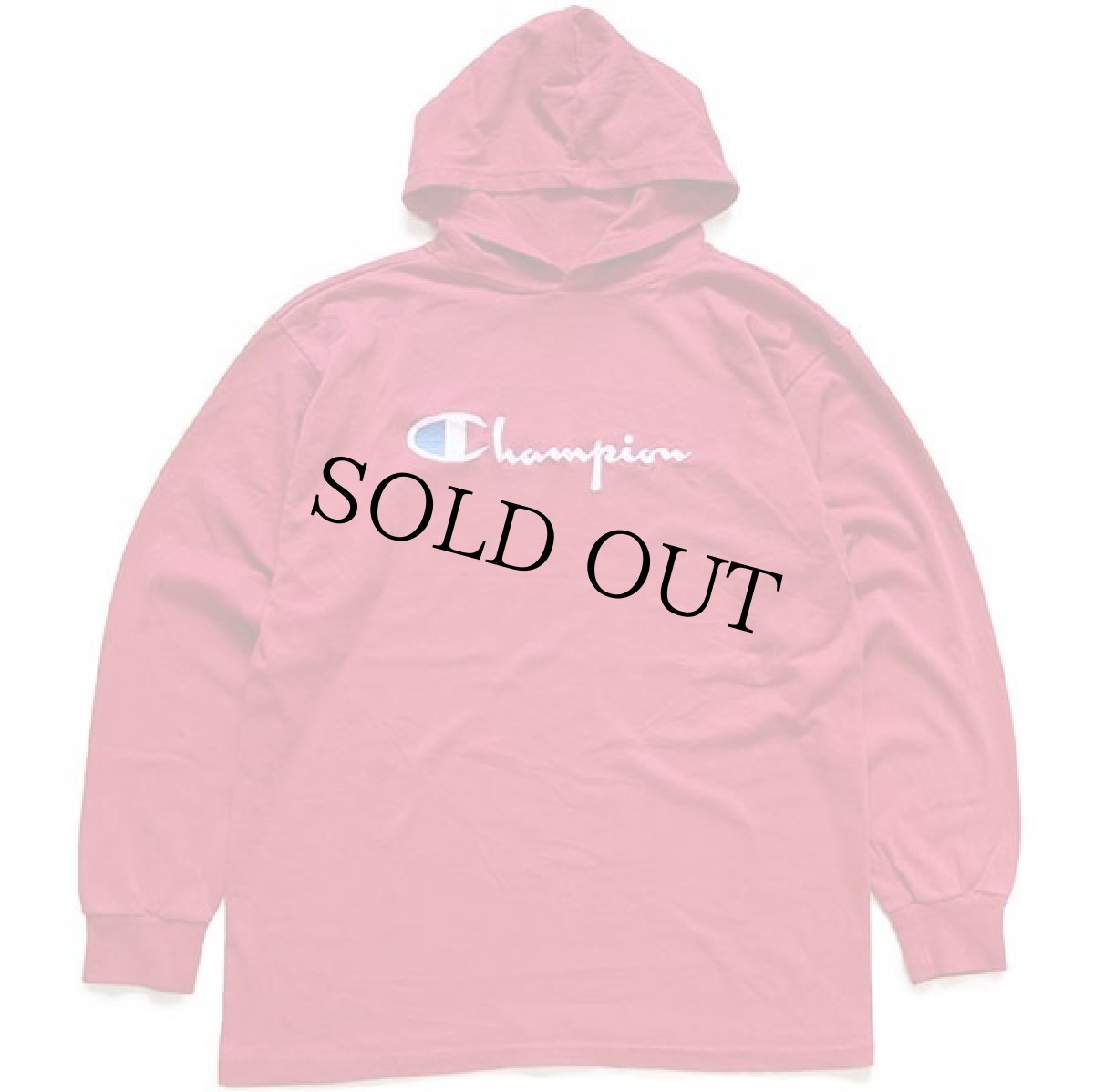 画像1: 90s USA製 Championチャンピオン スクリプト ビッグロゴ刺繍 カットソー パーカー カーマイン M (1)