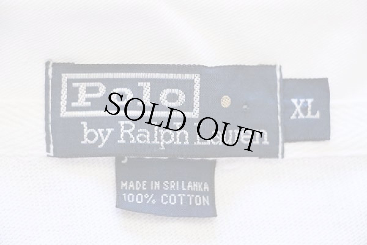 画像4: 90s ポロ ラルフローレン ロゴ刺繍 コットン ラガーシャツ 白 XL (4)