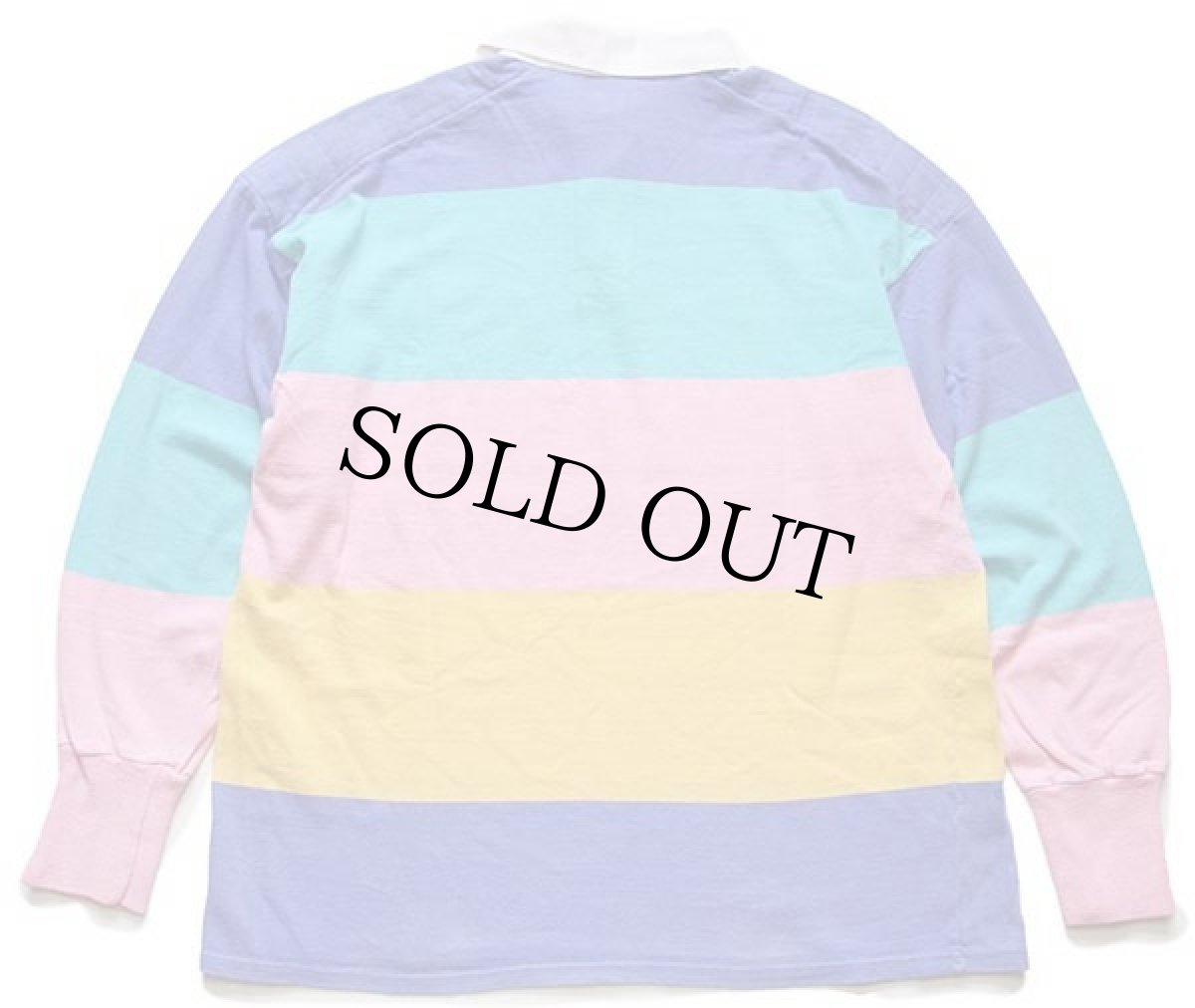 画像2: 90s NORTHERN REFLECTIONS ロゴ刺繍 クレイジー 太ボーダー ラガーシャツ パステルカラー (2)
