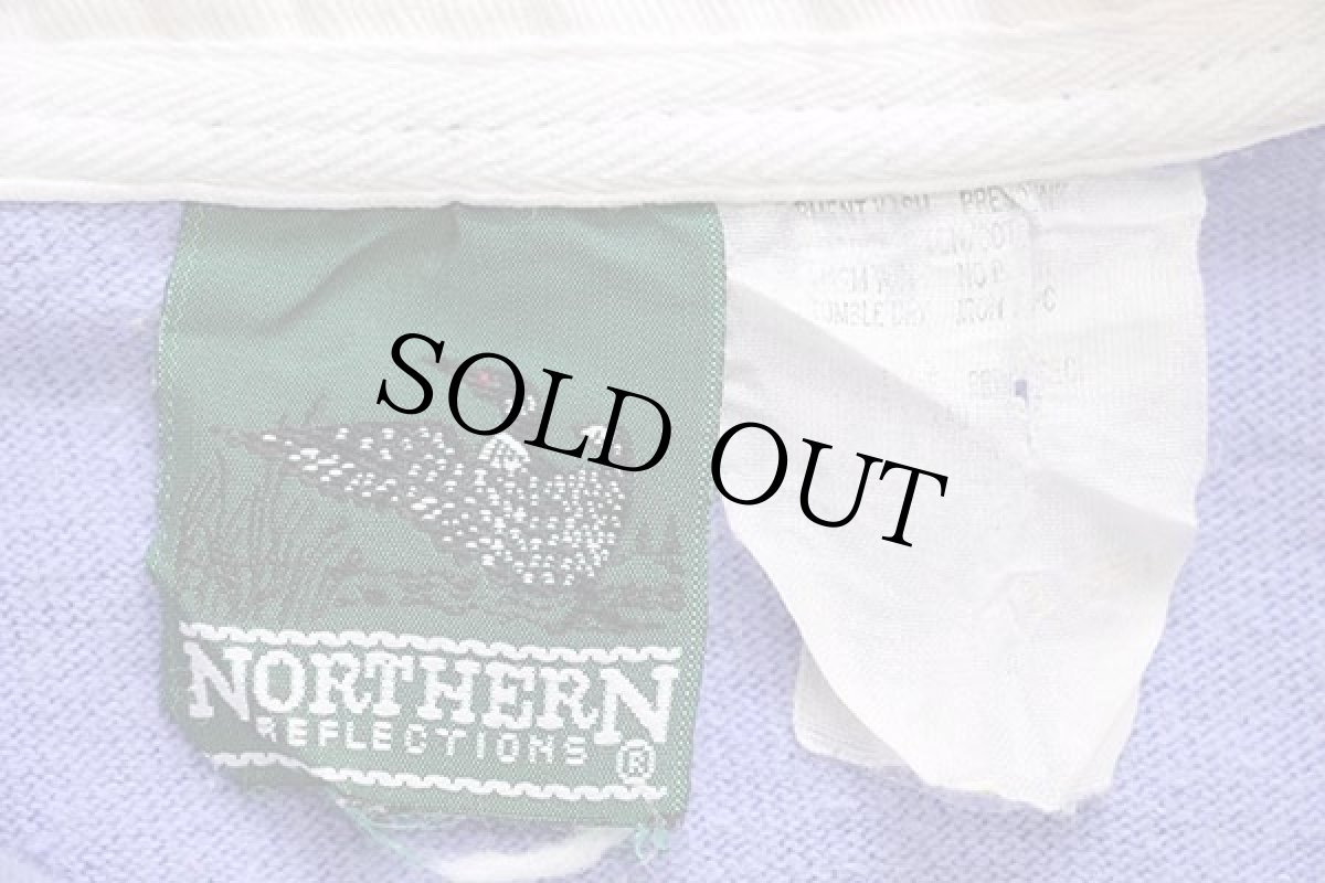 画像4: 90s NORTHERN REFLECTIONS ロゴ刺繍 クレイジー 太ボーダー ラガーシャツ パステルカラー (4)