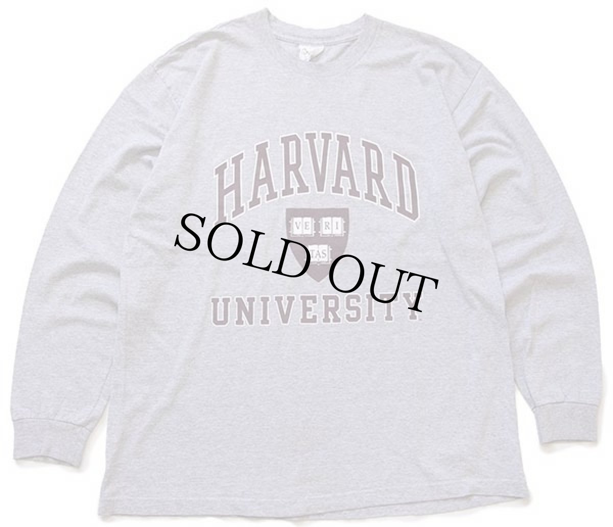 画像1: 90s USA製 The Cotton Exchange HARVARD UNIVERSITY 長袖Tシャツ 杢グレー XL (1)