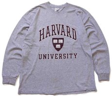 画像1: 90s USA製 The Cotton Exchange HARVARD UNIVERSITY 長袖Tシャツ 杢グレー XL (1)