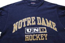 画像3: 90s USA製 JANSPORTジャンスポーツ NOTRE DAME HOCKEY コットン 長袖Tシャツ 紺 S (3)