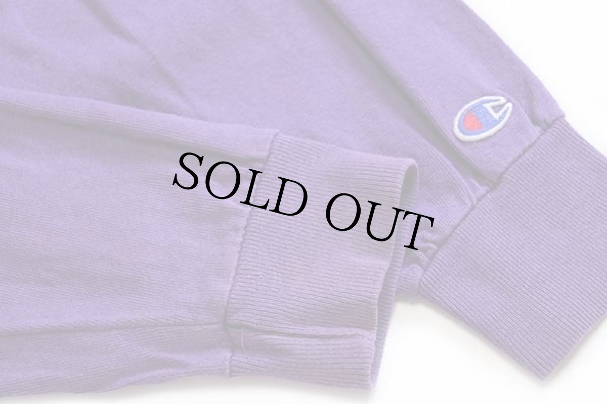 画像7: 90s USA製 Championチャンピオン バイカラー スクリプト ロゴ刺繍 カットソー パーカー エメラルドグリーン×紫 XL (7)