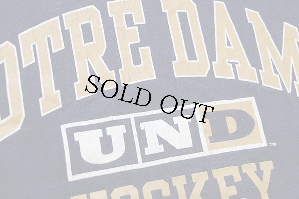画像5: 90s USA製 JANSPORTジャンスポーツ NOTRE DAME HOCKEY コットン 長袖Tシャツ 紺 S (5)