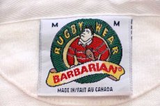 画像4: カナダ製 BARBARIANバーバリアン DICKINSON 刺繍 太ボーダー コットン ラガーシャツ 赤×白 M (4)