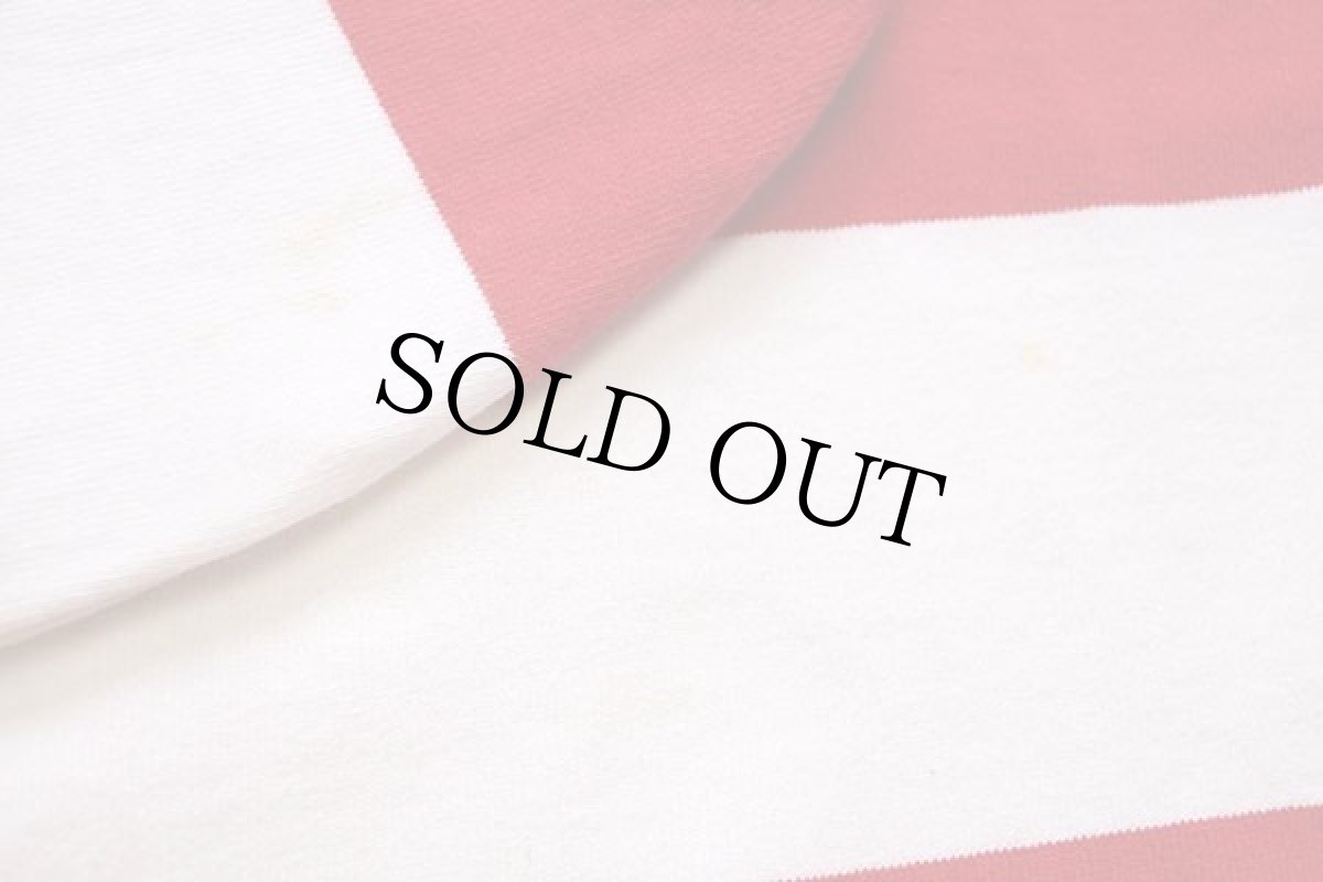 画像6: カナダ製 BARBARIANバーバリアン DICKINSON 刺繍 太ボーダー コットン ラガーシャツ 赤×白 M (6)