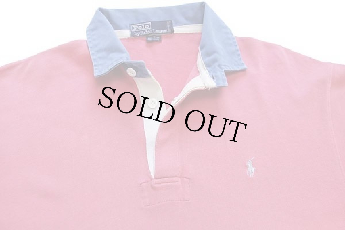 画像3: 90s ポロ ラルフローレン ワンポイント コットン ラガーシャツ ピンク (3)