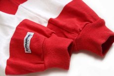 画像5: カナダ製 BARBARIANバーバリアン DICKINSON 刺繍 太ボーダー コットン ラガーシャツ 赤×白 M (5)