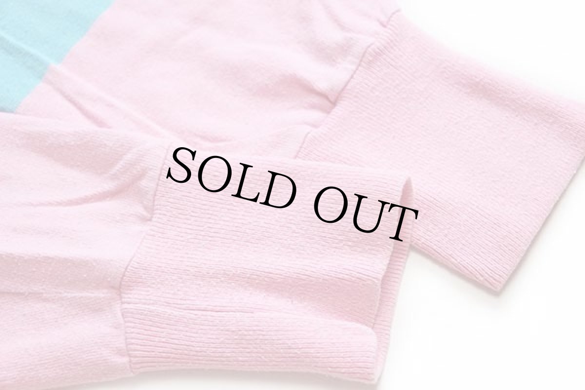 画像6: 90s NORTHERN REFLECTIONS ロゴ刺繍 クレイジー 太ボーダー ラガーシャツ パステルカラー (6)