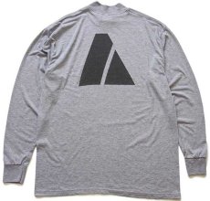 画像2: 90s USA製 米軍 ARMY 両面リフレクタープリント モックネック 長袖Tシャツ 杢グレー L (2)