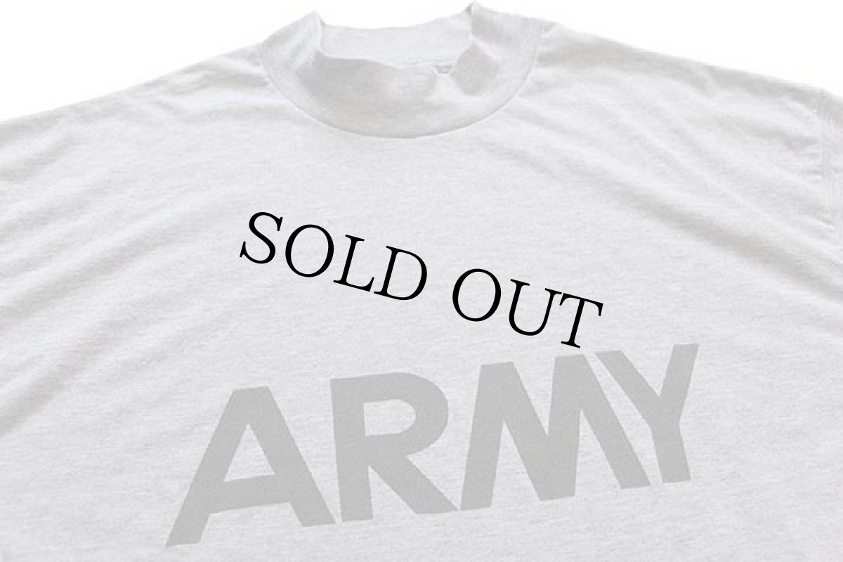 画像3: 90s USA製 米軍 ARMY 両面リフレクタープリント モックネック 長袖Tシャツ 杢グレー L (3)