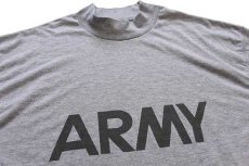 画像3: 90s USA製 米軍 ARMY 両面リフレクタープリント モックネック 長袖Tシャツ 杢グレー L (3)