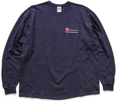 画像1: 90s USA製 ADC TELECOMMUNICATIONS 刺繍 コットン 長袖Tシャツ 紺 XL (1)