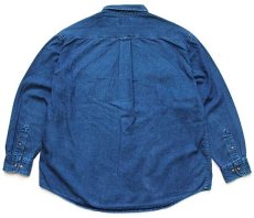 画像2: 90s Leeリー ボタンダウン カラーデニムシャツ 後染め 紺 XL (2)