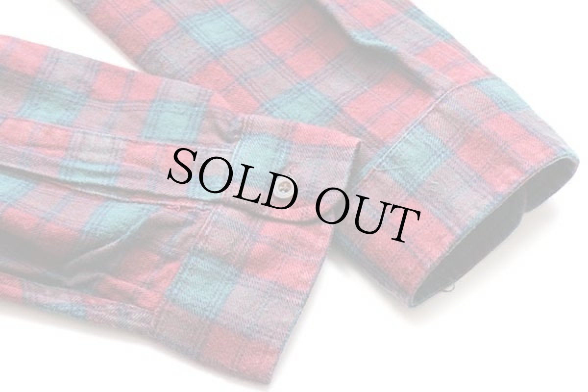 画像6: 90s USA製 L.L.Bean タータンチェック コットン フランネルシャツ L-R (6)