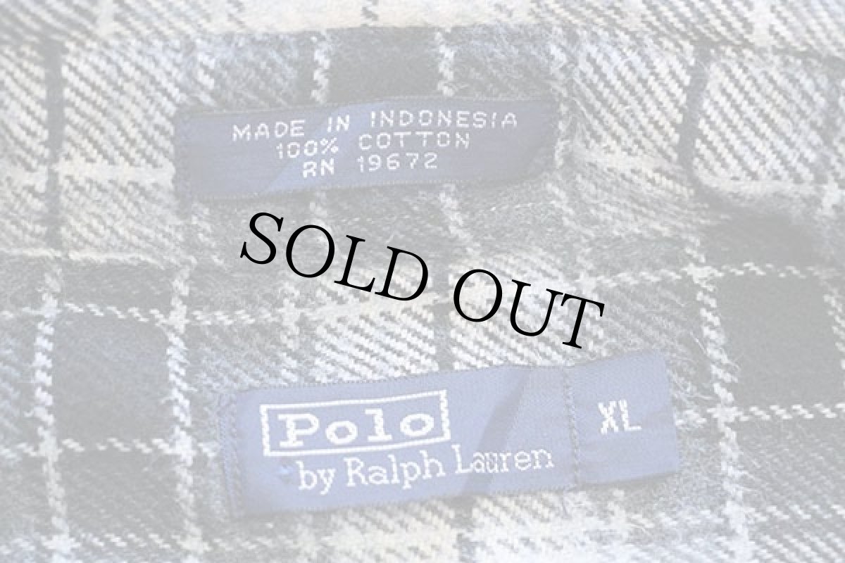 画像4: ポロ ラルフローレン ロゴ刺繍 オンブレチェック コットン フランネルシャツ ボーイズXL (4)