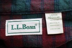 画像4: 90s USA製 L.L.Bean タータンチェック コットン フランネルシャツ L-R (4)
