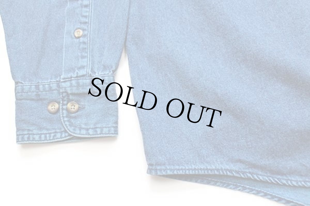 画像5: 90s Leeリー ボタンダウン カラーデニムシャツ 後染め 紺 XL (5)