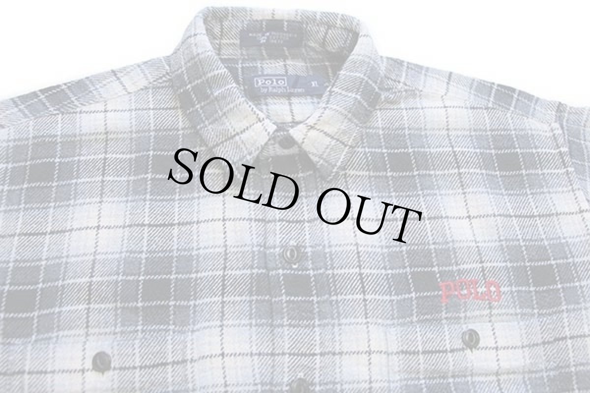 画像3: ポロ ラルフローレン ロゴ刺繍 オンブレチェック コットン フランネルシャツ ボーイズXL (3)