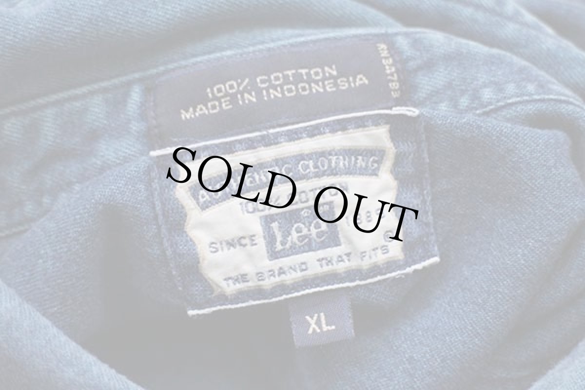 画像4: 90s Leeリー ボタンダウン カラーデニムシャツ 後染め 紺 XL (4)