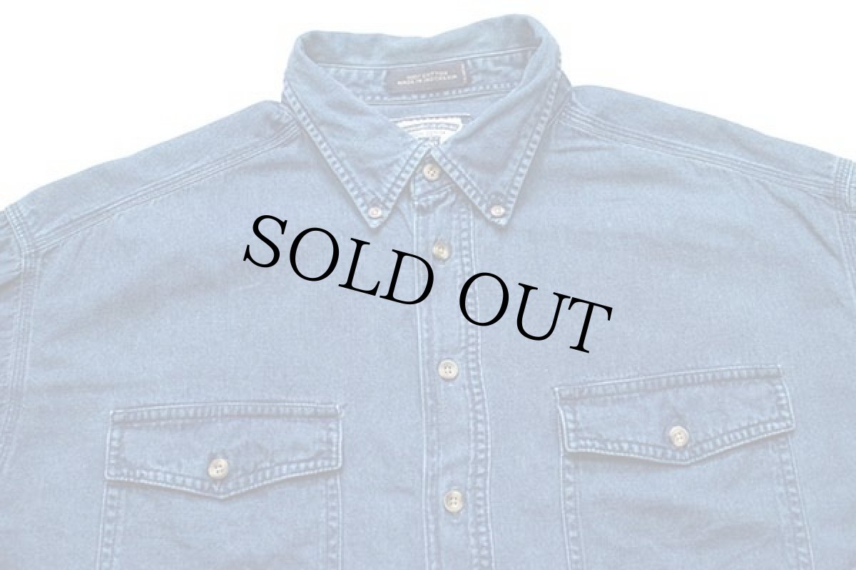 画像3: 90s Leeリー ボタンダウン カラーデニムシャツ 後染め 紺 XL (3)