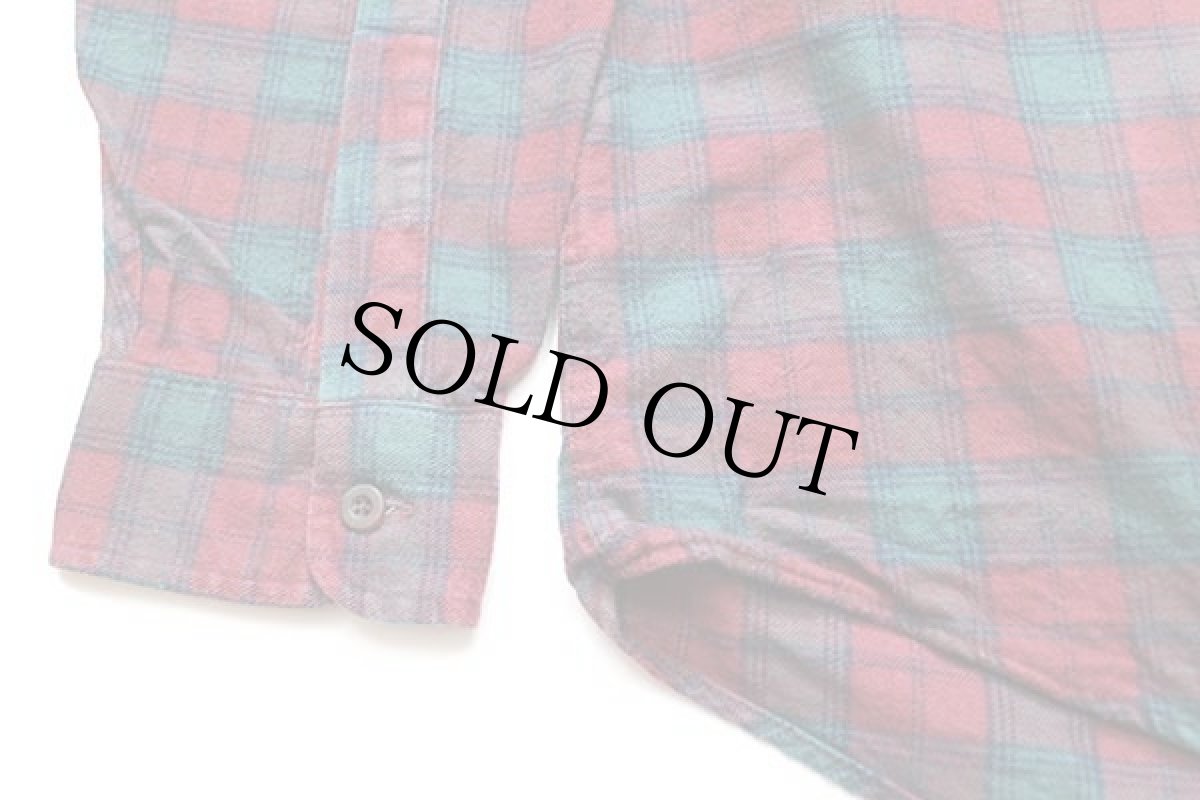 画像5: 90s USA製 L.L.Bean タータンチェック コットン フランネルシャツ L-R (5)