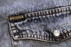 画像5: 90s ARIZONA JEANS ケミカルウォッシュ ブラックデニム ウエスタンシャツ 43/44★アシッド (5)