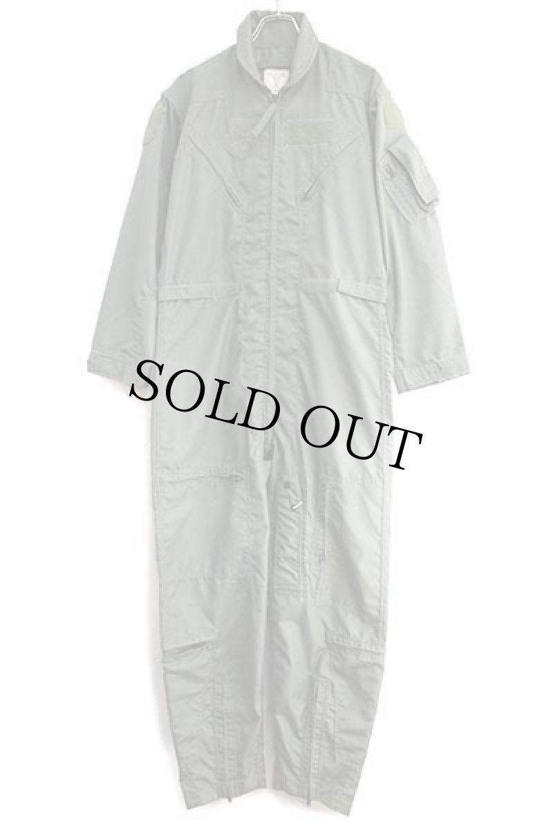 画像2: 80s 米軍 CWU-27/P カバーオール アラミド フライトスーツ セージグリーン 40R★09 つなぎ (2)