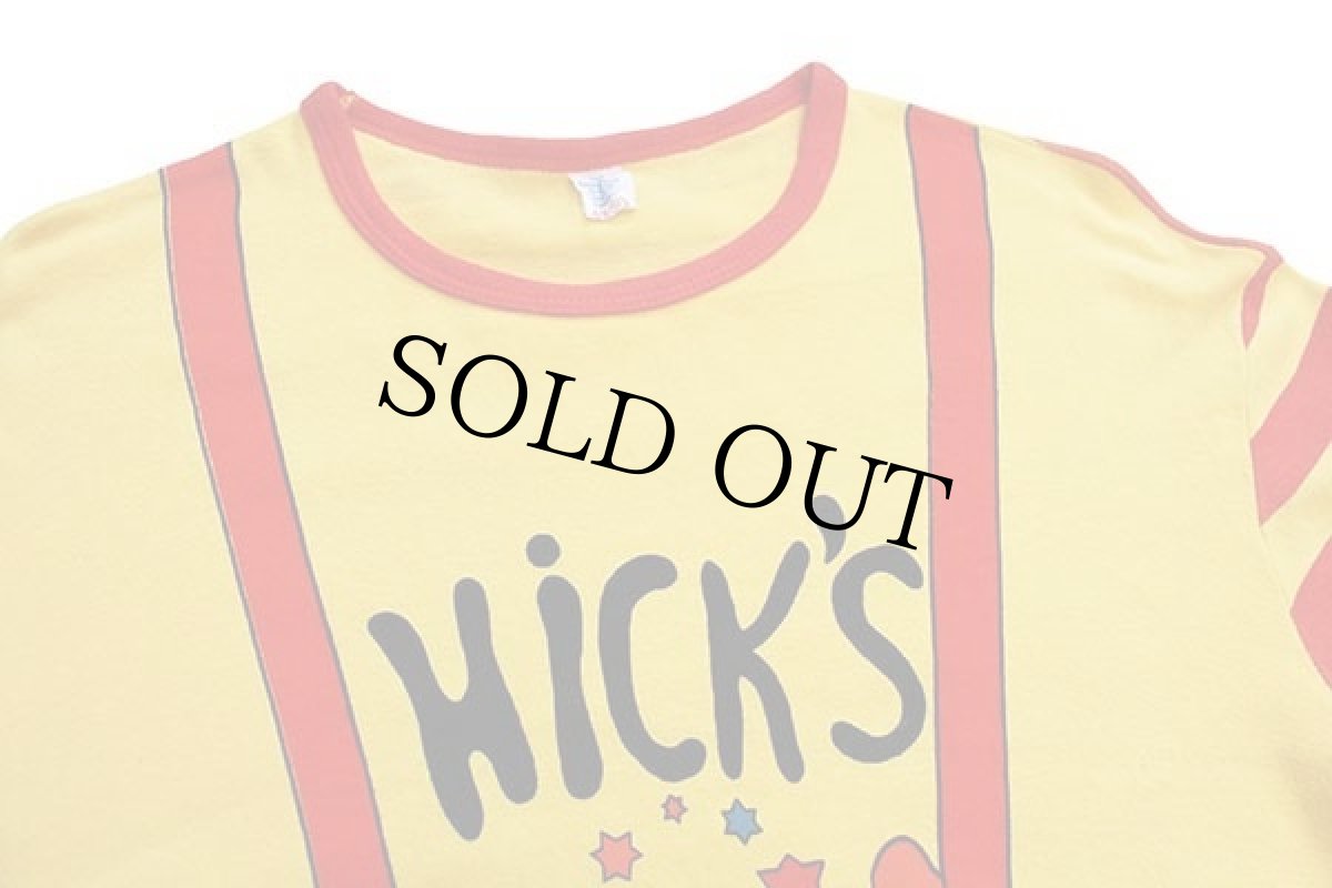 画像3: 70s HICK'S 騙し絵 ボーダー 切り替え 染み込みプリント 長袖Tシャツ 黄×オレンジ 48/50 (3)