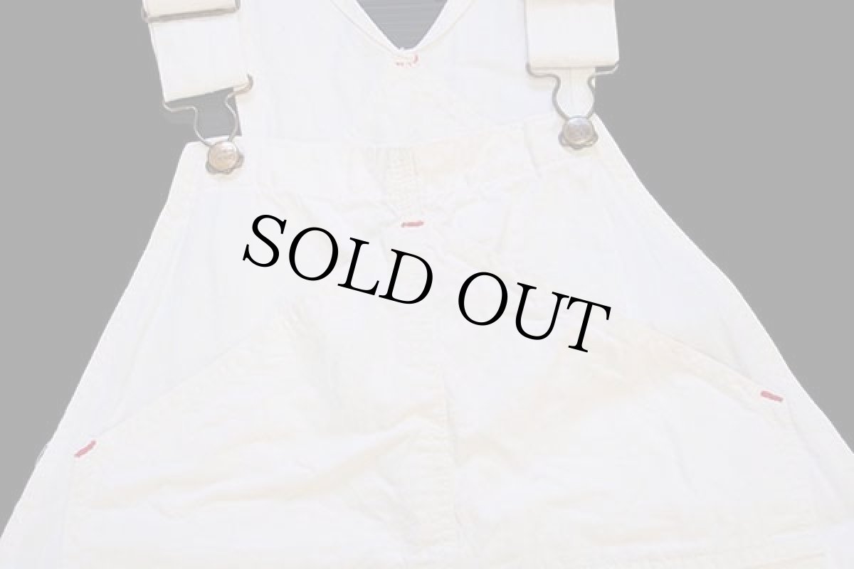 画像4: 50s Burlington Overall 山ポケ コットン オーバーオール 生成り w42 (4)