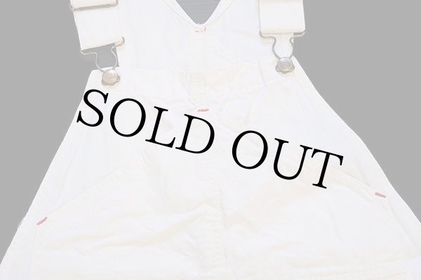 50s Burlington Overall 山ポケ コットン オーバーオール 生成り w42