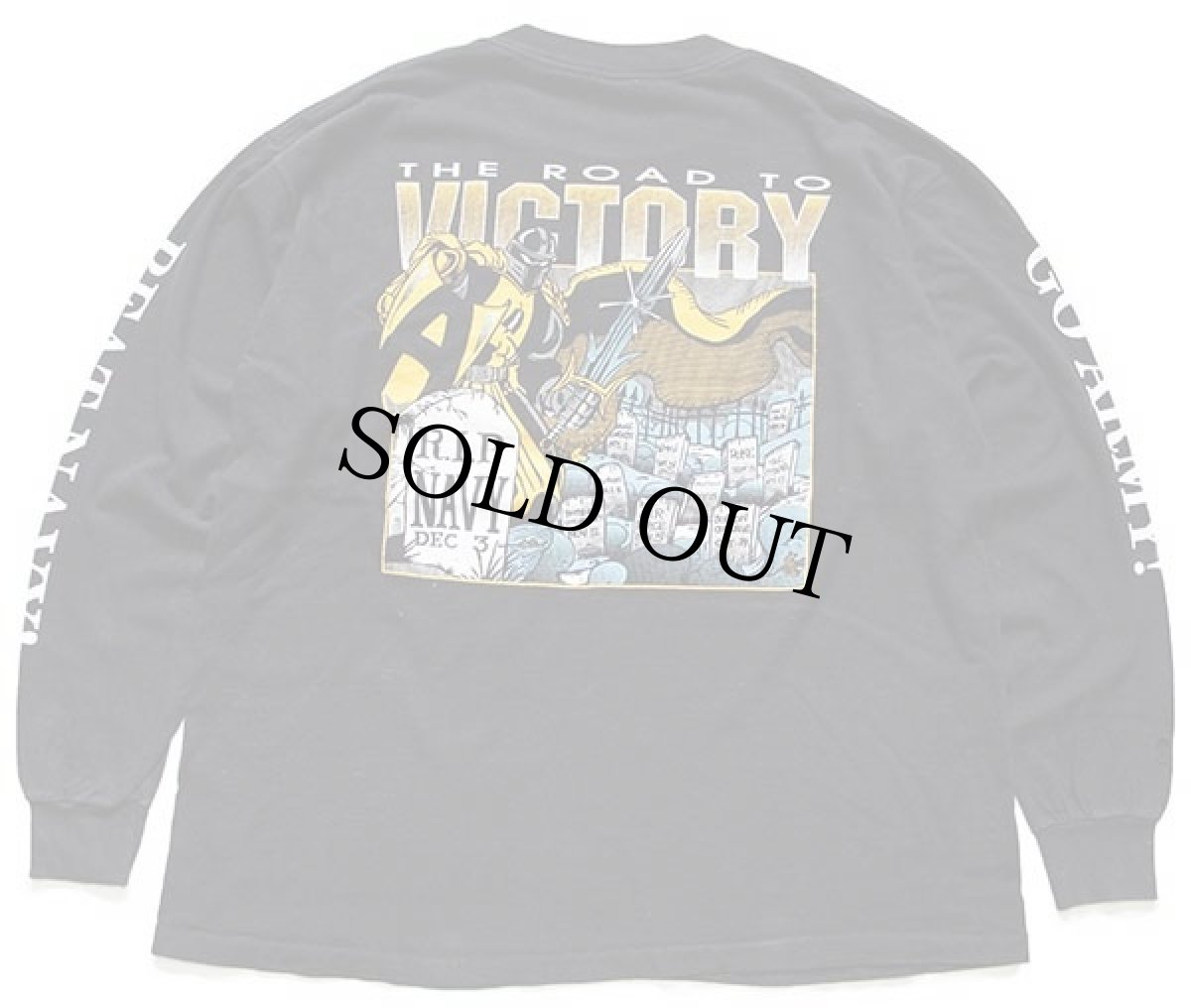 画像2: 90s USA製 ARMY NAVY 両面プリント コットン 長袖Tシャツ 黒 XL (2)